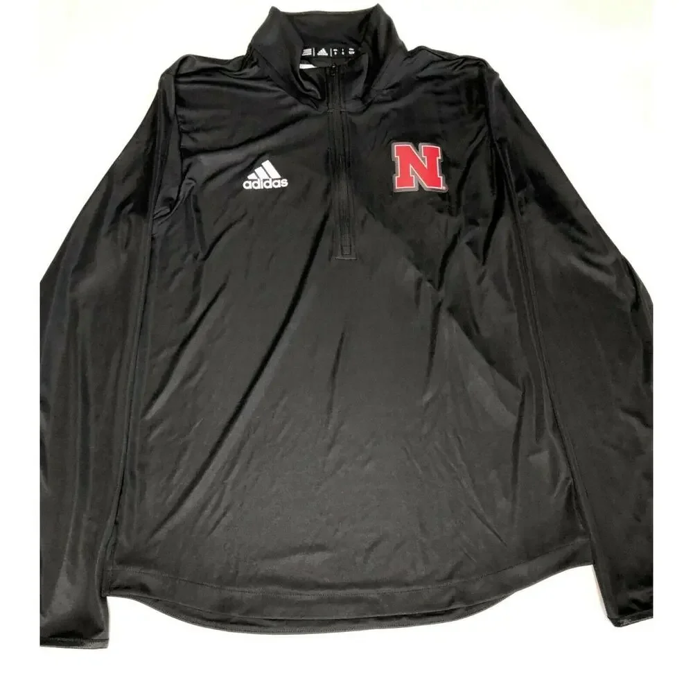 Adidas Mens University of Nebraska Cornhuskers 1/4 Zip Knit Pullover GE2454 Sz S